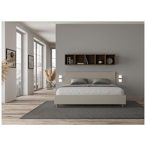 Letto Contenitore Imbottito 180x190 Similpelle Tortora Adele - Foto 2