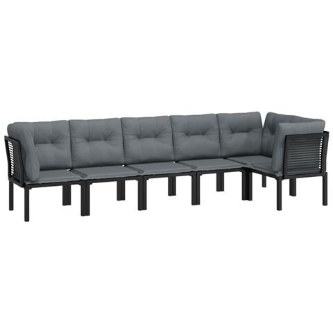 Set Salotto da Giardino 6 pz in Polyrattan Nero e Grigio - Foto 10