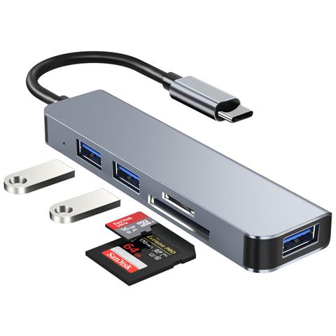 Adattatore Hub Usb-c 5-in-1: Usb 3.0, Doppio Usb 2.0, Lettore Di Schede Sd /tf - Foto 1