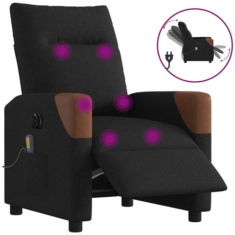 Poltrona Massaggiante Reclinabile Elettrica Nera In Tessuto - Foto 1