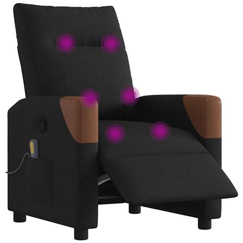 Poltrona Massaggiante Reclinabile Elettrica Nera In Tessuto - Foto 3