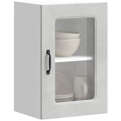 Pensile Da Cucina Con Porta In Vetro Kalmar Grigio Cemento - Foto 1