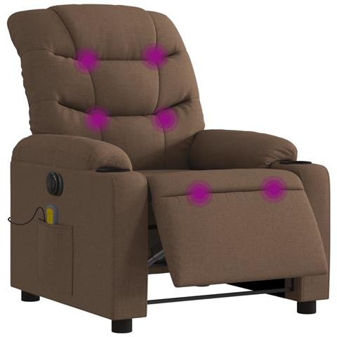 Poltrona Massaggiante Reclinabile Elettrica Marrone In Tessuto - Foto 3