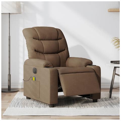 Poltrona Massaggiante Reclinabile Elettrica Marrone In Tessuto - Foto 1