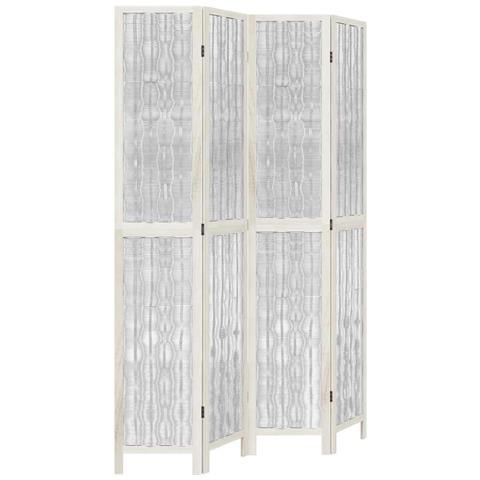 Divisorio Ambienti 4pannelli Bianco Legno Massello Di Paulownia - Foto 2