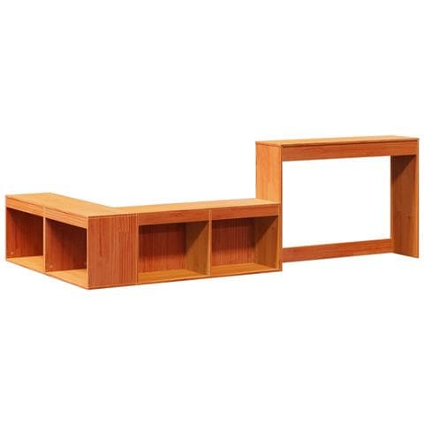 Comodino Con Scrivania Marrone Cera 232x112x75 Cm Legno Di Pino - Foto 3