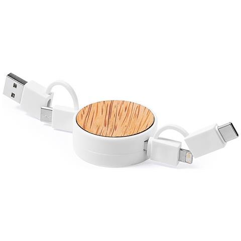 Cavo Caricatore Nature Di Cocco, Dati. Cavo Estensibile. Connessione Micro Usb, Tipo C E Lightning 9v Dc 2.1a - Foto 1