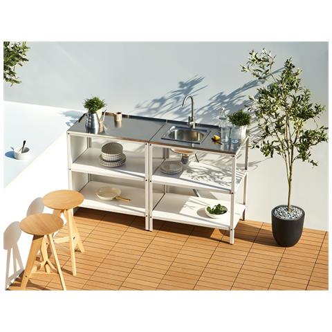 Isola Per Cucina Da Esterno In Acciaio Bianco 80 X 50 X 92 Vilama - Foto 1