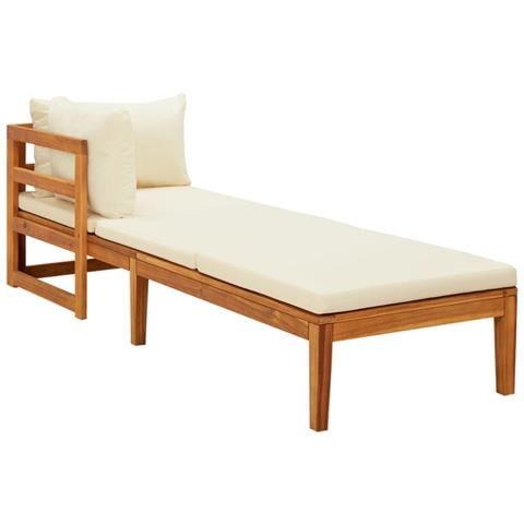 Lusso Casadino - Lettino Prendisole Con Bracciolo Bianco Crema Acacia Massello - Foto 2