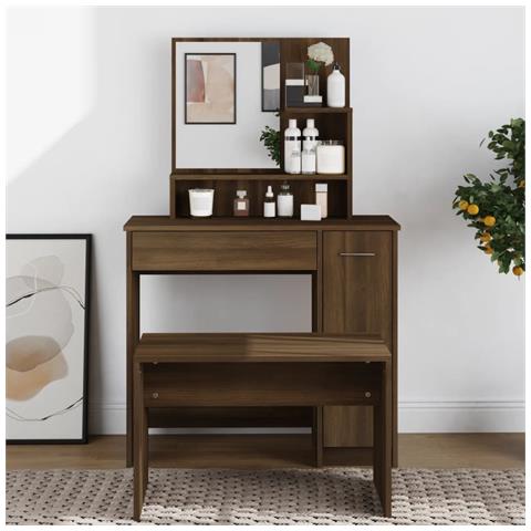 Lusso Casadino -  Toeletta Con Specchio Rovere Marrone 86,5x35x136 Cm - Foto 8