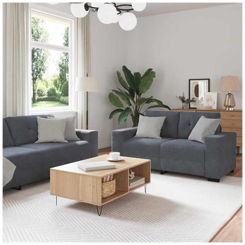 Set Divano a 3 Pz con Cuscini in Velluto Grigio Scuro - Foto 2