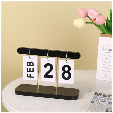 Ornamento In Legno Minimalista Moderno - Calendario Perpetuo Black - Foto 2