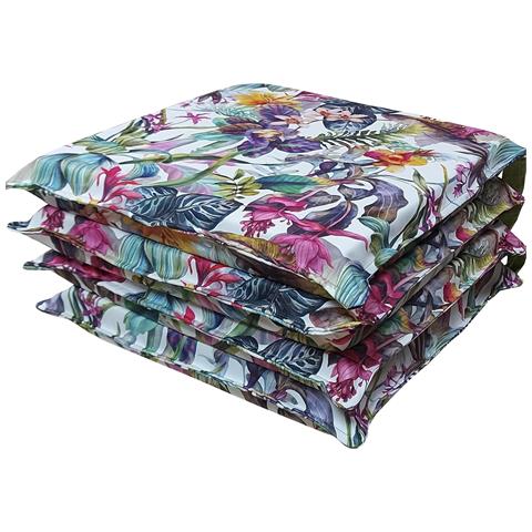 Set 4 Cuscini Per Sedie Cucina Con Laccetti, Stampa Digitale, Copri Sedia Sfoderabili E Lavabili, Made In Italy (4, Violet) - Foto 1