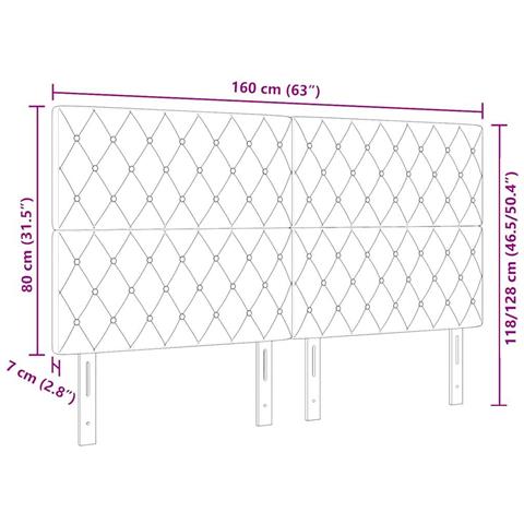 Testiera con Bottoni di Cristallo, Tufted, Grigio Chiaro, 160 cm, Velluto - Foto 9