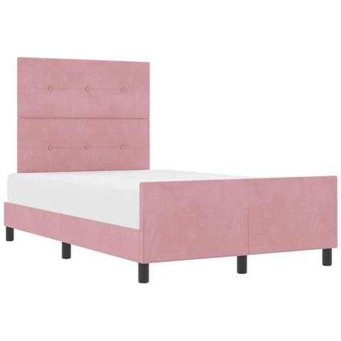 Struttura Letto in Velluto Rosa 120x200 cm - Foto 1
