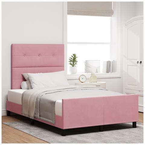 Struttura Letto in Velluto Rosa 120x200 cm - Foto 2