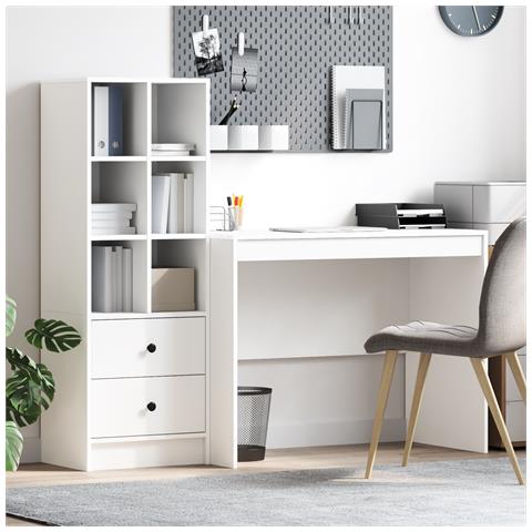 Scrivania con storage bianca in legno ingegnerizzato - Foto 2
