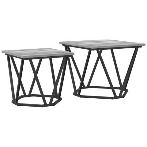 Set di 2 tavolini da lato Grigio in legno ingegnerizzato Sonoma - Foto 1
