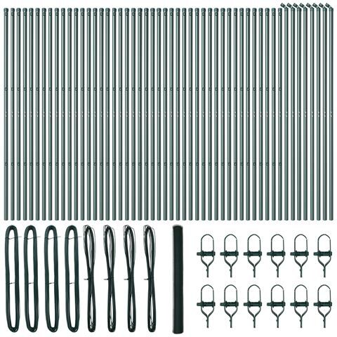 Recinzione Hexagon  Verde 1.5 x 100 m Acciaio, Pali per Recinzione  13 pz Verde Ø32 mm 200 cm Acciaio Zincato - Foto 1