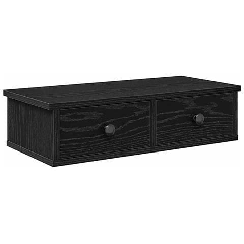 Scaffale a Parete con Cassetti Nero 60x25x15 cm in Truciolato - Foto 1