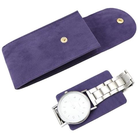 Custodia Portatile In Peluche Per Orologi - Morbida Borsa Per Orologi Meccanici Con Chiusura A Scatto Purple - Foto 1