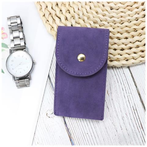 Custodia Portatile In Peluche Per Orologi - Morbida Borsa Per Orologi Meccanici Con Chiusura A Scatto Purple - Foto 5