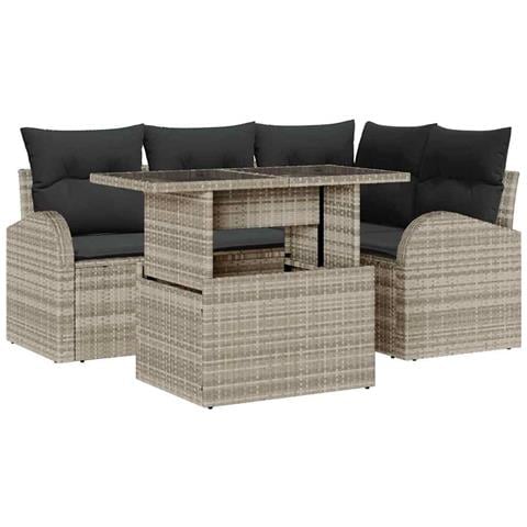 Set Divano da Giardino 5 pcs Grigio chiaro 100 x 55 x 73 cm - Foto 1