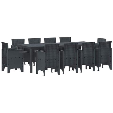 Set da Pranzo per Giardino 11 pcs Antracite Rattan Polt - Foto 1
