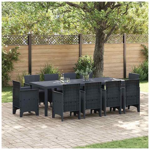 Set da Pranzo per Giardino 11 pcs Antracite Rattan Polt - Foto 2