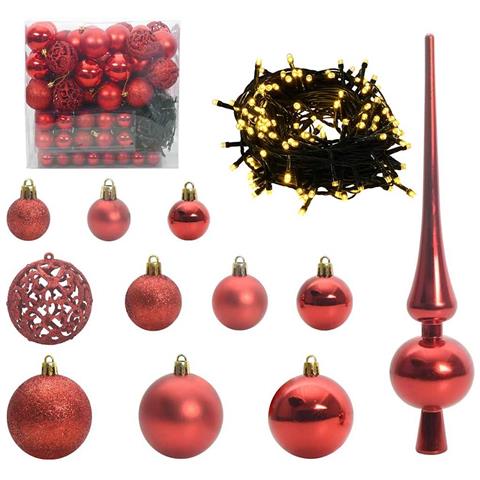 Set di Palle di Natale con 300 LED 120 pcs Rosso Plastica - Foto 1