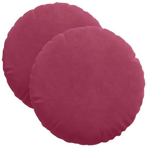 Cuscini per Seduta 2 pcs Rosso Vino Ø 40 x 13 cm Velluto - Foto 1