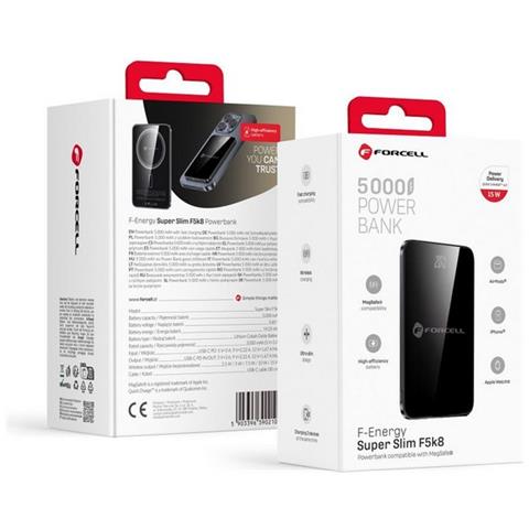 Power Bank Pack Batteria Emergenza 5000 Mah Slim Ricarica Magsafe 15w Black Per Smartphone - Foto 1