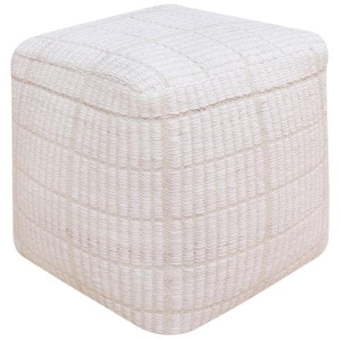 Tessa - Pouf In Lana Avorio Con Decoro 40 X 40 - Foto 1