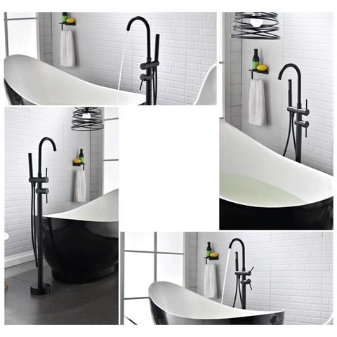 Rubinetto per vasca da bagno indipendente, Blackswan, tipo M50, modello nero opaco, misura 117 cm - Foto 4