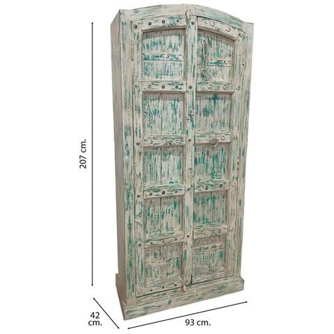 Armadio In Legno Artigianale Blu 93x42x207h - Foto 4