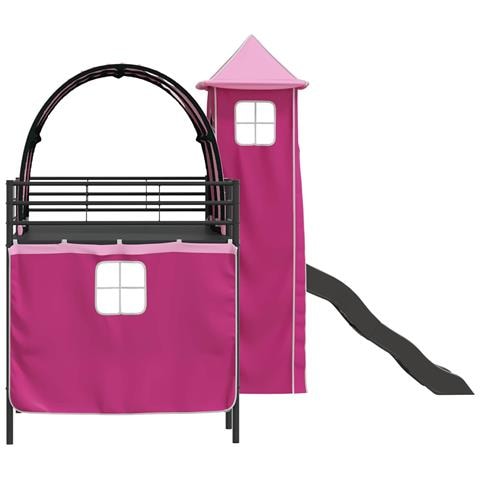 Struttura del letto loft per bambini Nero e rosa 107 x 200 cm - Foto 9