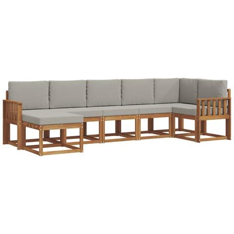 Set di divani da esterno 7 pcs Grigio Naturale e Chiaro - Foto 1