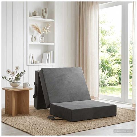Divano Letto Pieghevole 75 x 67 x 45 cm Grigio Scuro - Foto 2