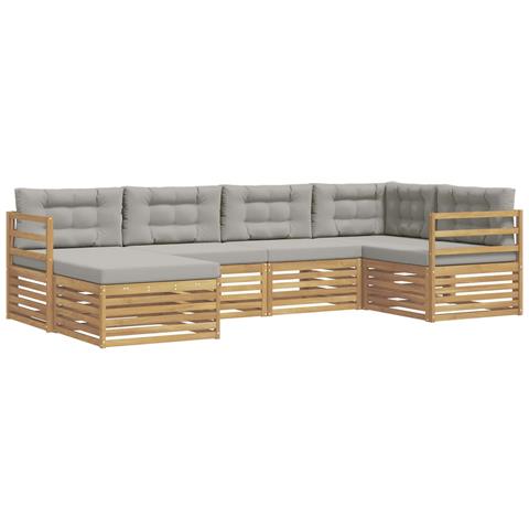 Set di divani da esterno 6 pcs Bianco e Grigio Chiaro - Foto 1