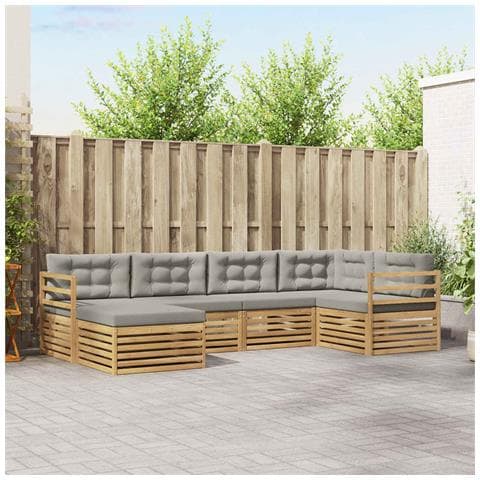 Set di divani da esterno 6 pcs Bianco e Grigio Chiaro - Foto 2
