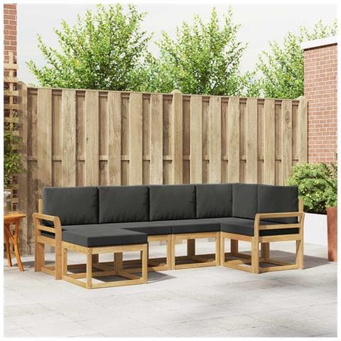 Set di divani da esterno 6 pcs Bianco e Antracite Poliestere - Foto 2