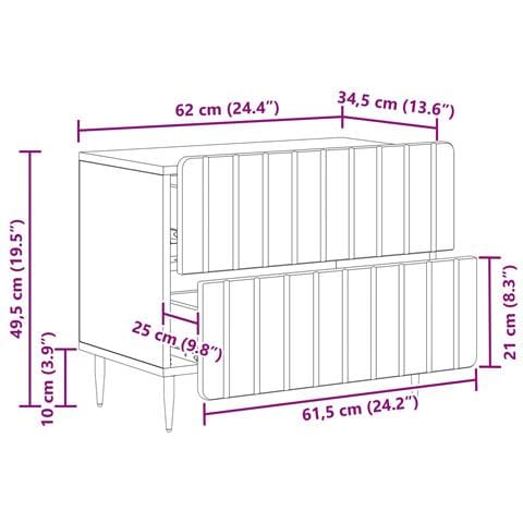 Armadio da Notte con cassetto Legno antico 62 x 34,5 x 49,5 cm - Foto 9