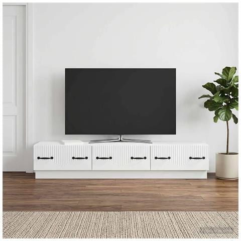 Mobile TV Bianco 147 x 34,5 x 27 cm Legno ingegnerizzato - Foto 2