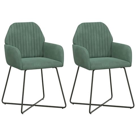Sedie da pranzo 2 pcs Velluto (V) Verde Mare 55 x 50 x 84 cm - Foto 1