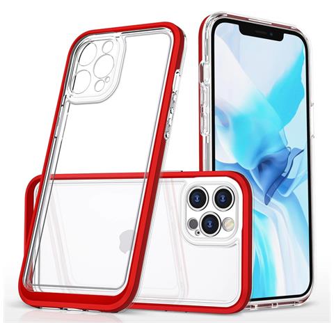 Custodia Trasparente 3in1 Per Iphone 12 Pro Con Cornice E Cover In Gel Rossa - Foto 5