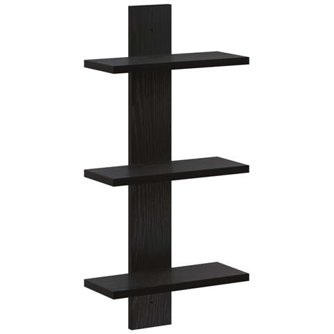 Scaffale da parete Rovere Nero 30 x 13,5 x 64,5 cm - Foto 1