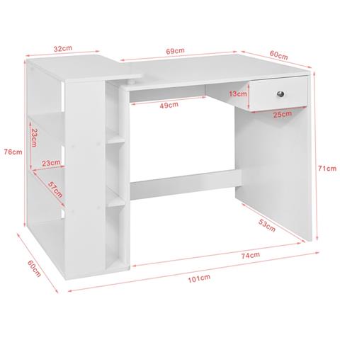 Sobuy Scrivania Con Libreria 101x60x76cm Fwt35-w - Foto 2