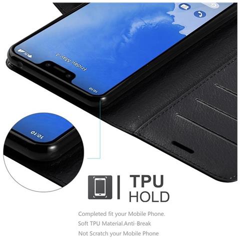 Custodia Compatibile Con Google Pixel 3 Xl In Nero Carbone - Coperchio Protettiva Con Chiusura Magnetica, Funzione Stand E Tasca Per Le Carte - Foto 2