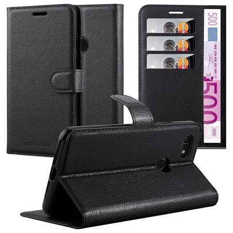 Custodia Compatibile Con Google Pixel 3 Xl In Nero Carbone - Coperchio Protettiva Con Chiusura Magnetica, Funzione Stand E Tasca Per Le Carte - Foto 1