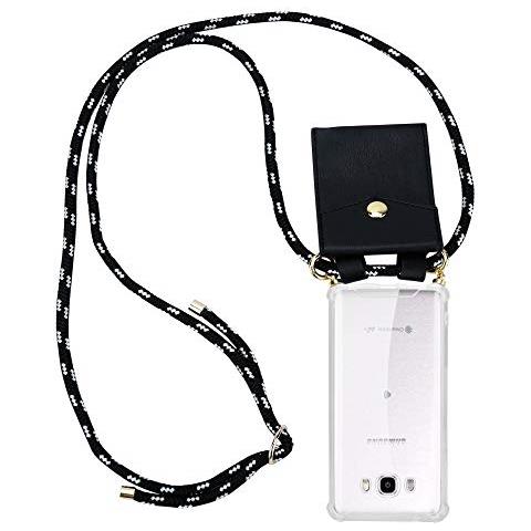Catena Di Telefoni Cellulari Compatibile Con Samsung Galaxy J7 2016 In Nero Argento - Coperchio Protettivo In Silicone Con Anelli D'oro, Cinturino In Corda E Custodia Staccabile - Foto 1